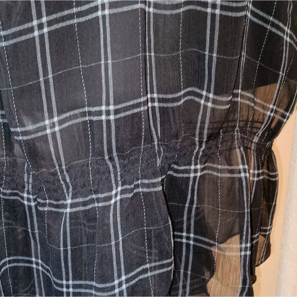 Unleash Your Inner Vixen with SexystudiousGrey Sheer Ruffled Plaid Blouse - Picture 6 of 11